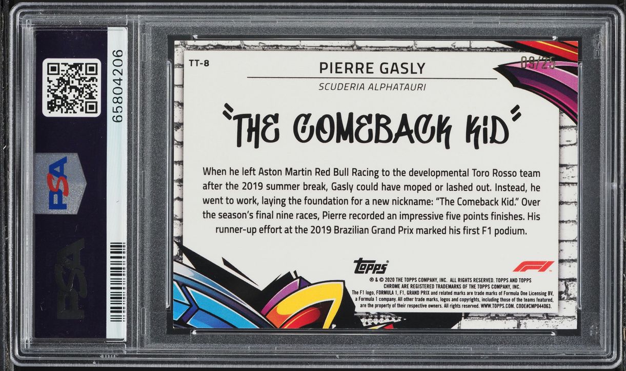 2020 Topps Chrome Formula 1 F1 Track Tags Orange Pierre Gasly /25 #TT8 PSA 9