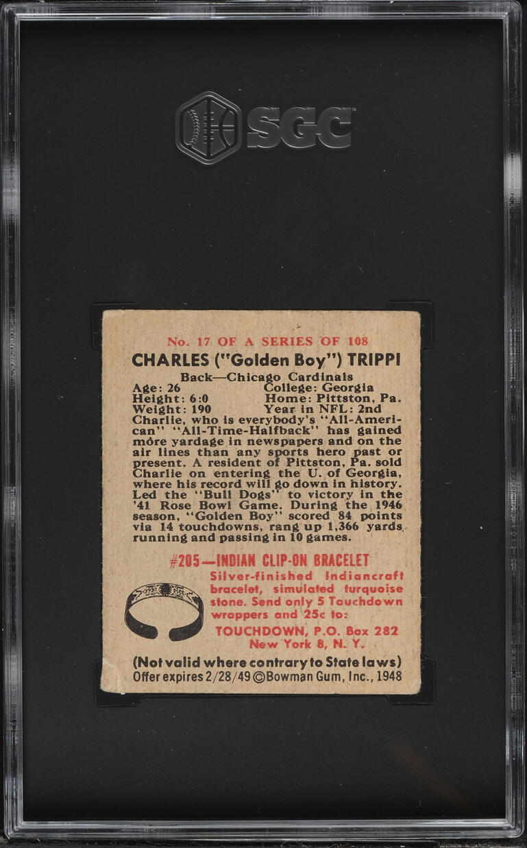 1948 Bowman Football Charles Trippi #17 SGC 2 GD