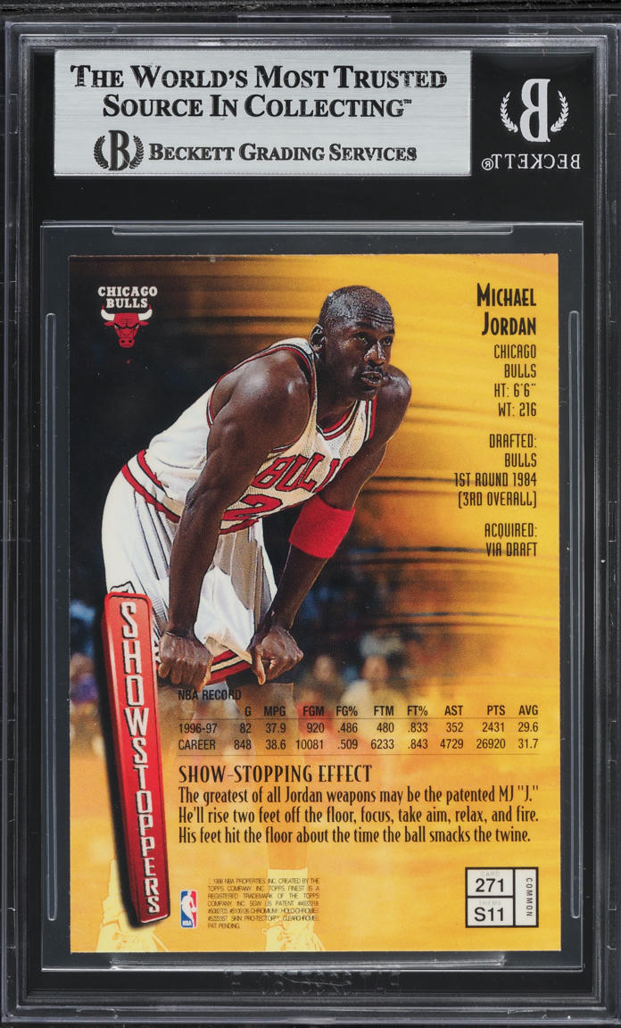 1997 Finest Basketball w/ Coating Michael Jordan #271 BGS 8.5 NM-MT+