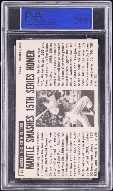 1964 Topps Giants Mickey Mantle #25 PSA 7 NRMT