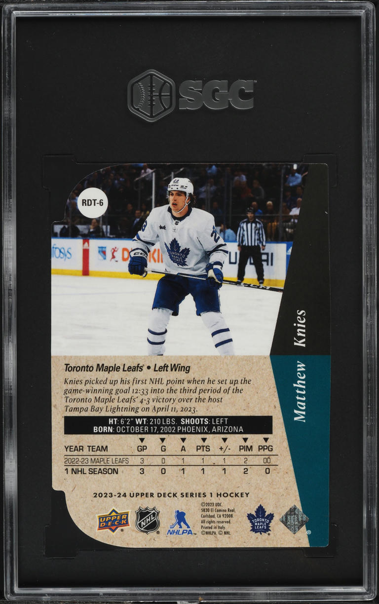 2023 Upper Deck '94-95 Die-Cut Matthew Knies ROOKIE #RDT-6 SGC 9.5 MINT+
