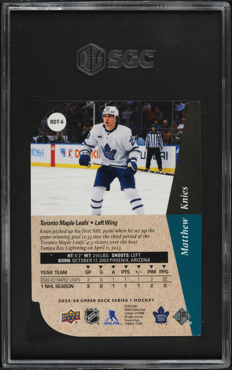 2023 Upper Deck '94-95 Die-Cut Matthew Knies ROOKIE #RDT-6 SGC 9.5 MINT+