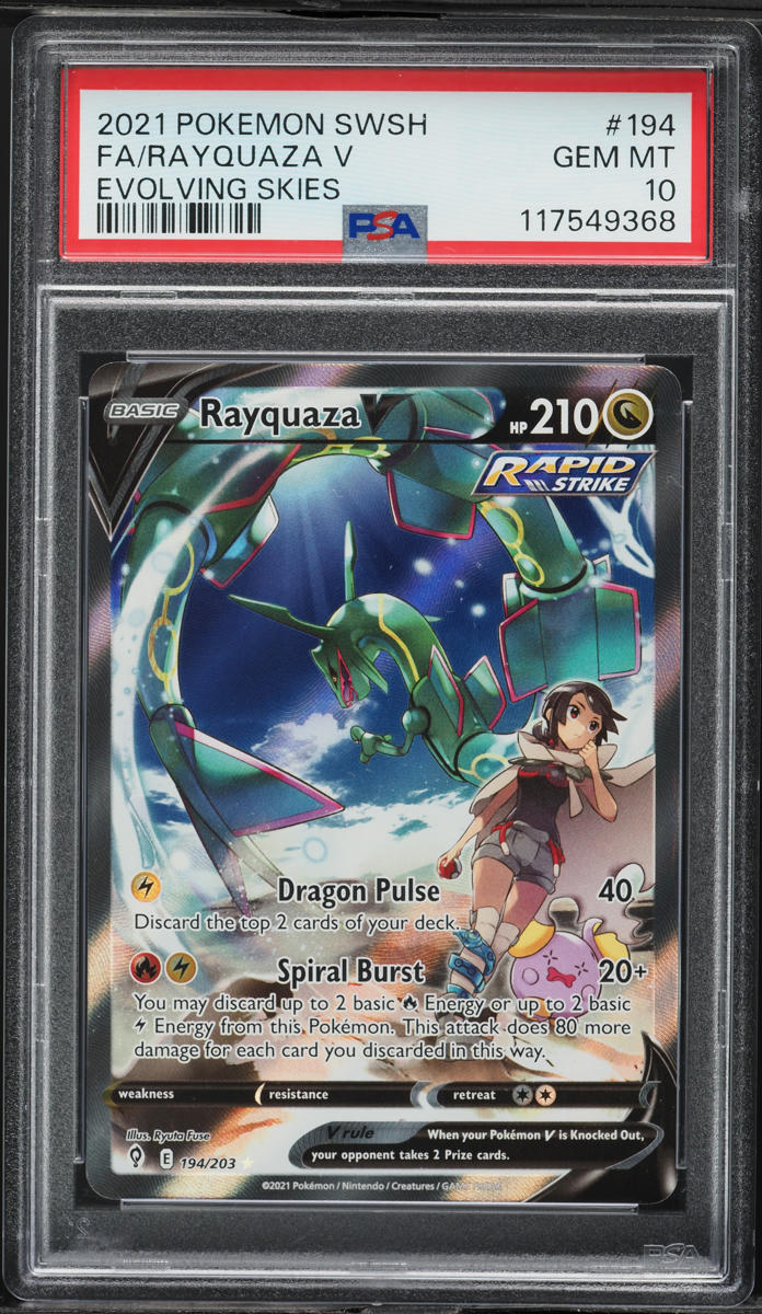 2021 Pokemon Sword & Shield Evolving Skies Full Art Rayquaza V #194 PSA 10 GEM MINT