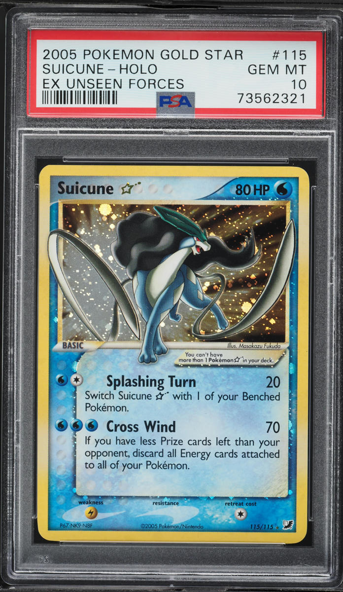 2005 Pokemon EX Unseen Forces Holo Suicune Gold Star #115 PSA 10 GEM MINT