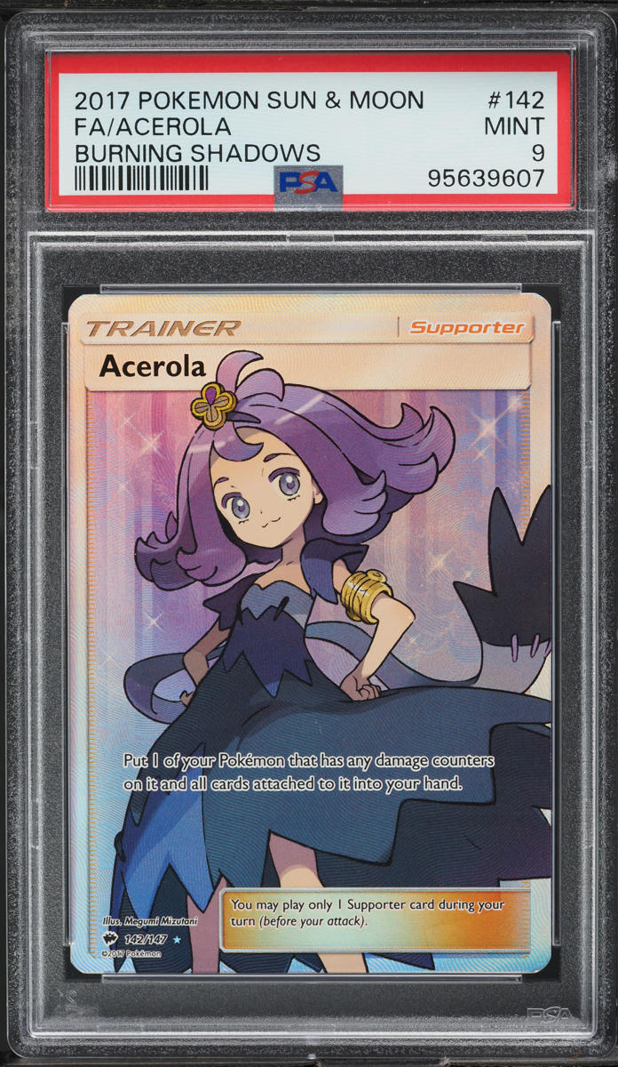 2017 Pokemon Sun & Moon Burning Shadows Full Art Acerola #142 PSA 9 MINT