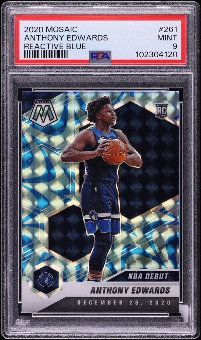 2020 Panini Mosaic Reactive Blue Anthony Edwards ROOKIE #261 PSA 9 MINT