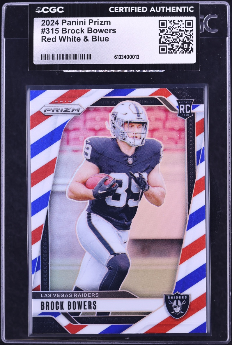 2024 Panini Prizm Red White & Blue Brock Bowers ROOKIE #315 CGC AUTH