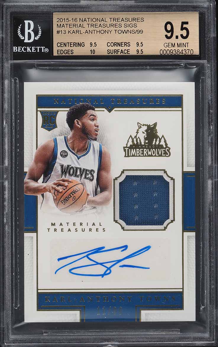 2015 National Treasures Karl-Anthony Towns ROOKIE PATCH AUTO 5/5