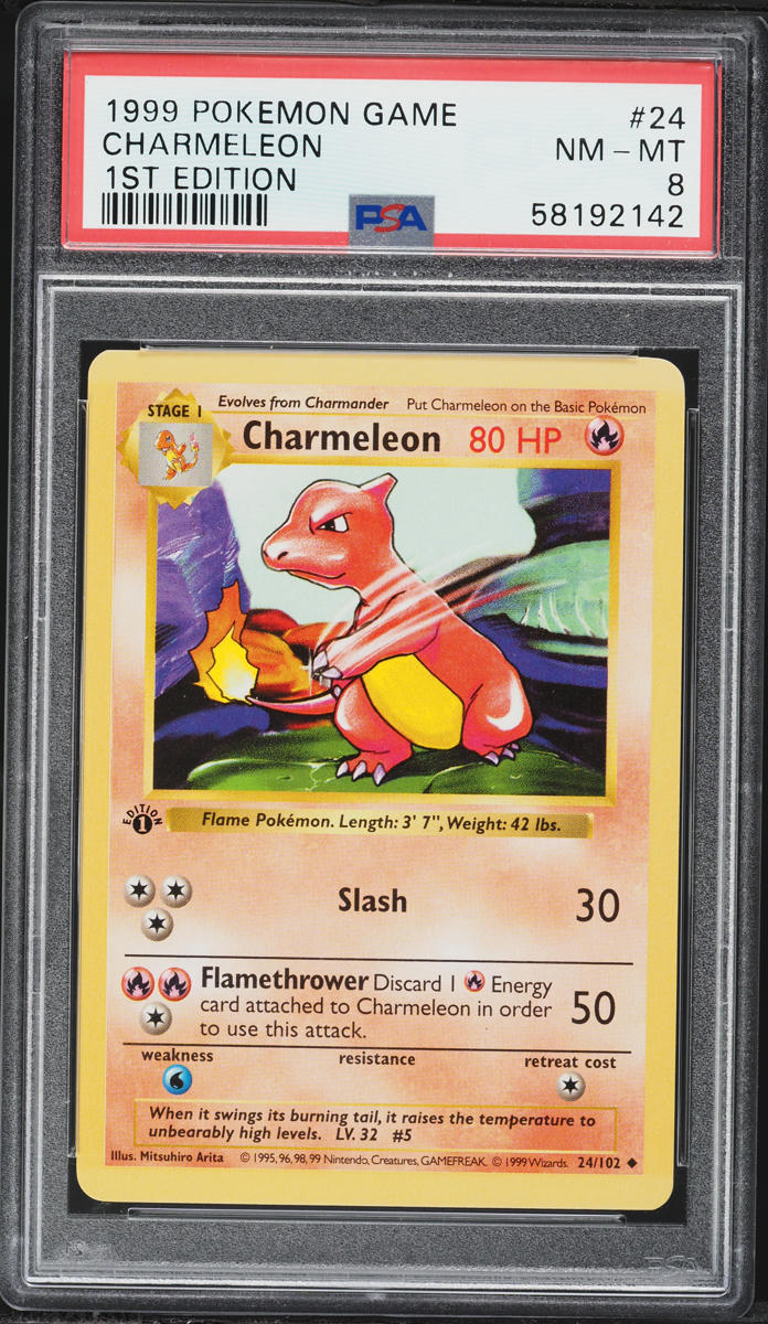 1999 Pokemon Base Set Shadowless 1st Edition Charmeleon #24 PSA 8 NM-MT