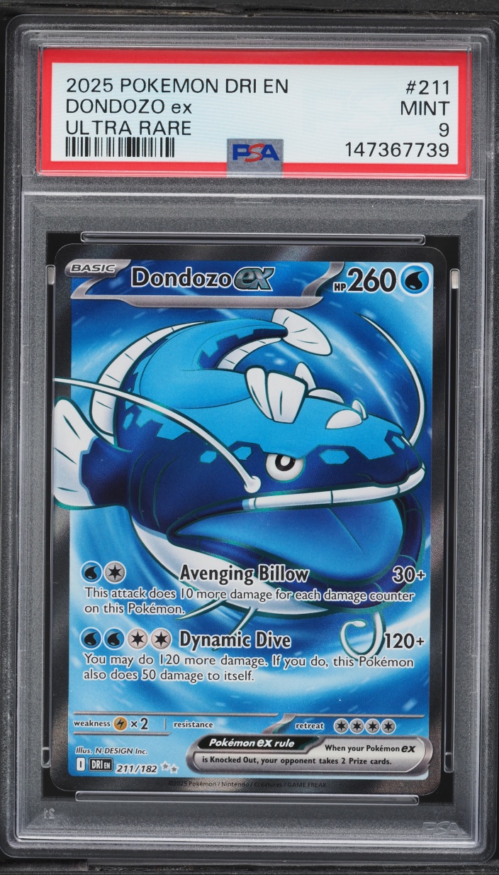 2025 Pokemon Scarlet & Violet Destined Rivals Full Art Dondozo ex #211 PSA 9 MINT