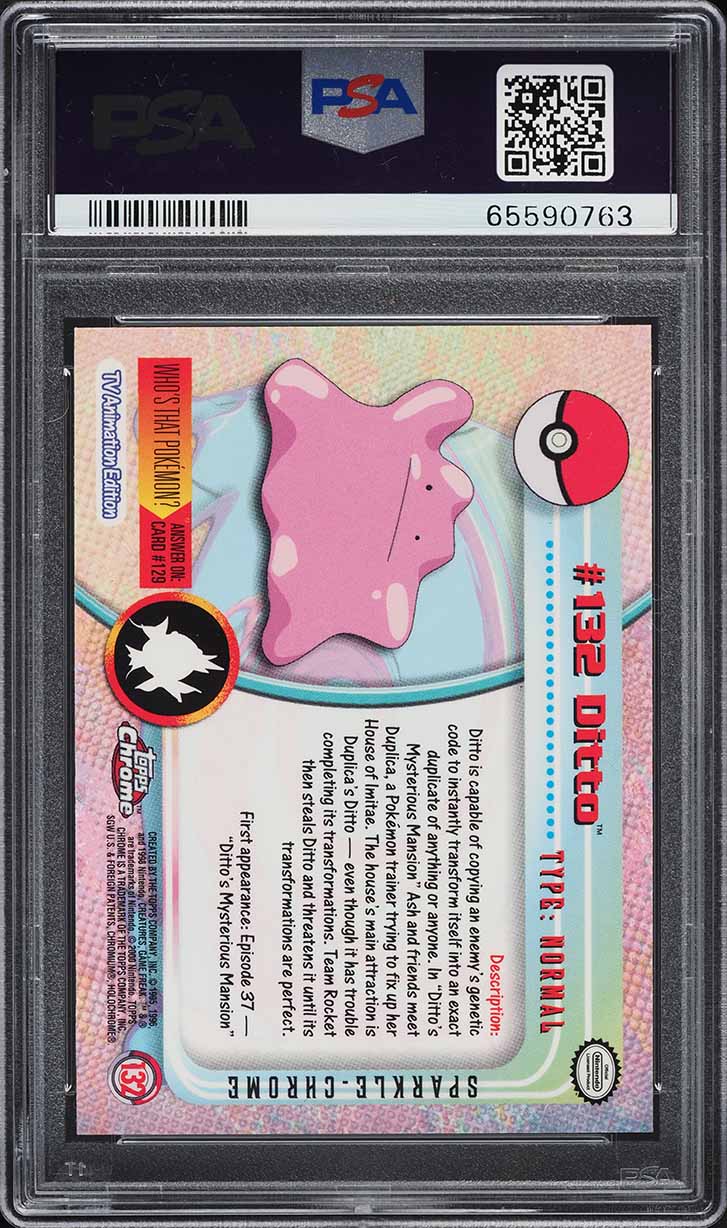 2000 Topps Chrome Pokemon Series 2 Sparkle Ditto #132 PSA 10 GEM MINT