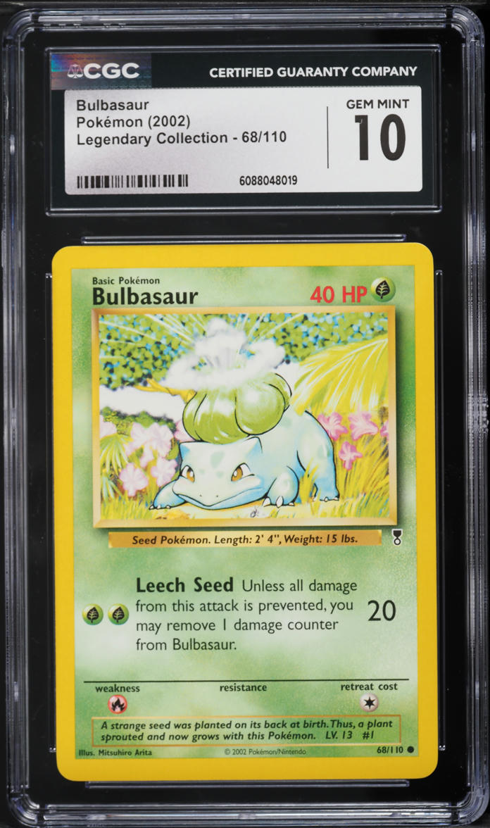 2002 Pokemon Legendary Collection Bulbasaur #68 CGC 10 GEM MINT