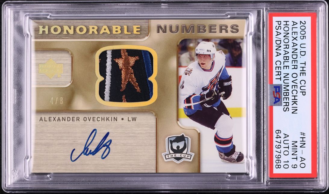 2005 UD The Cup Honorable Alexander Ovechkin ROOKIE PATCH AUTO DNA 10 /8 PSA 9