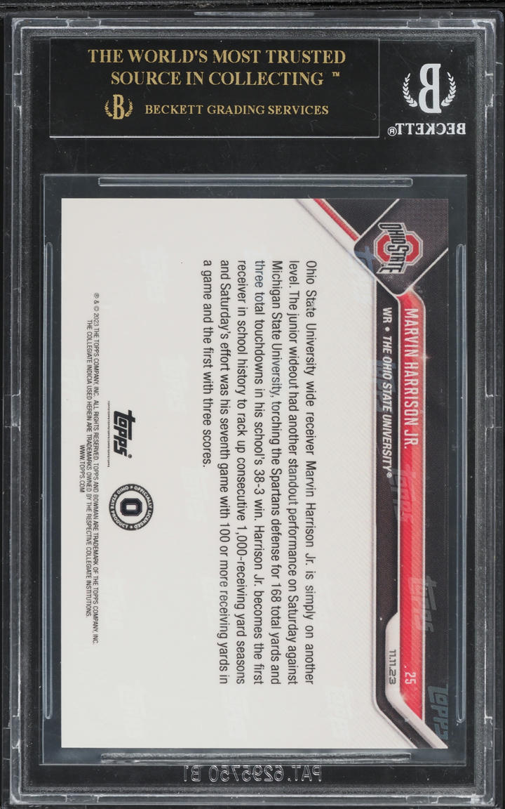 2023 Bowman University Now Marvin Harrison Jr. ROOKIE #25 BGS 10 BLACK LABEL
