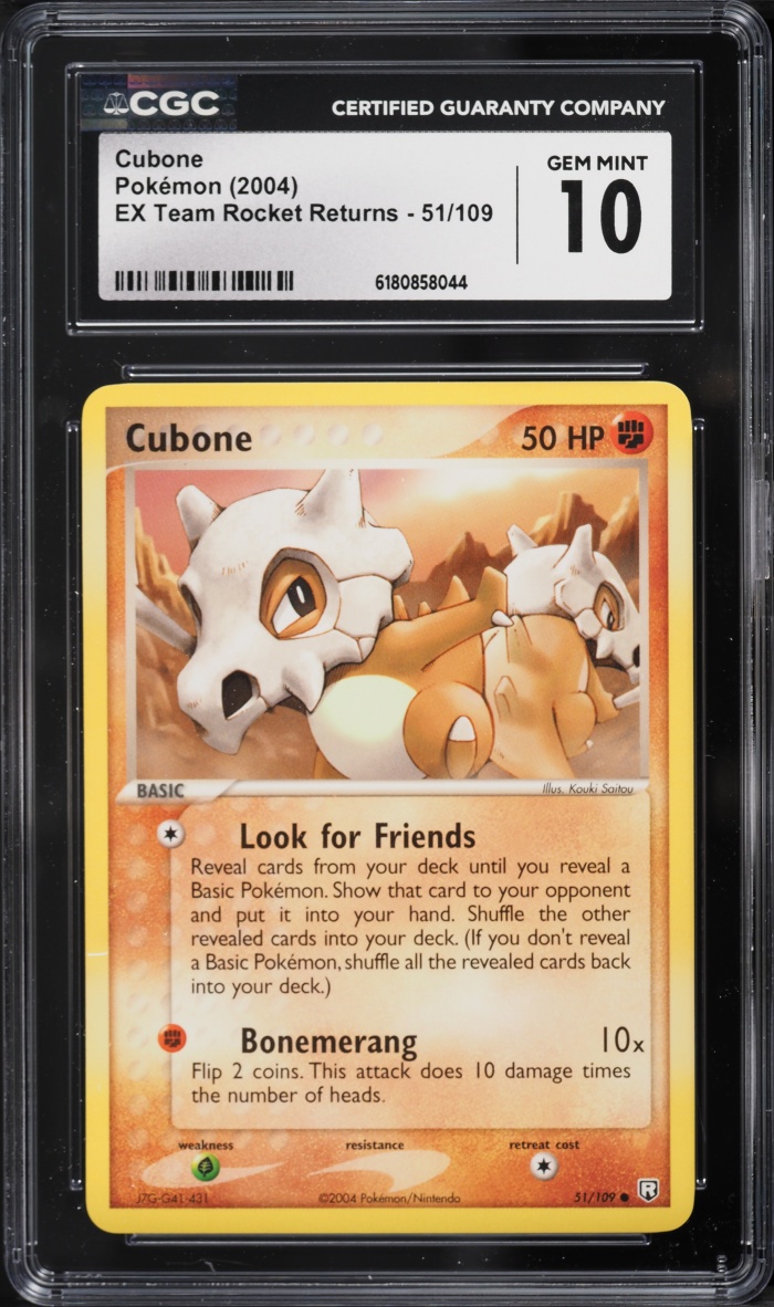 2004 Pokemon EX Team Rocket Returns Cubone #51 CGC 10 GEM MINT