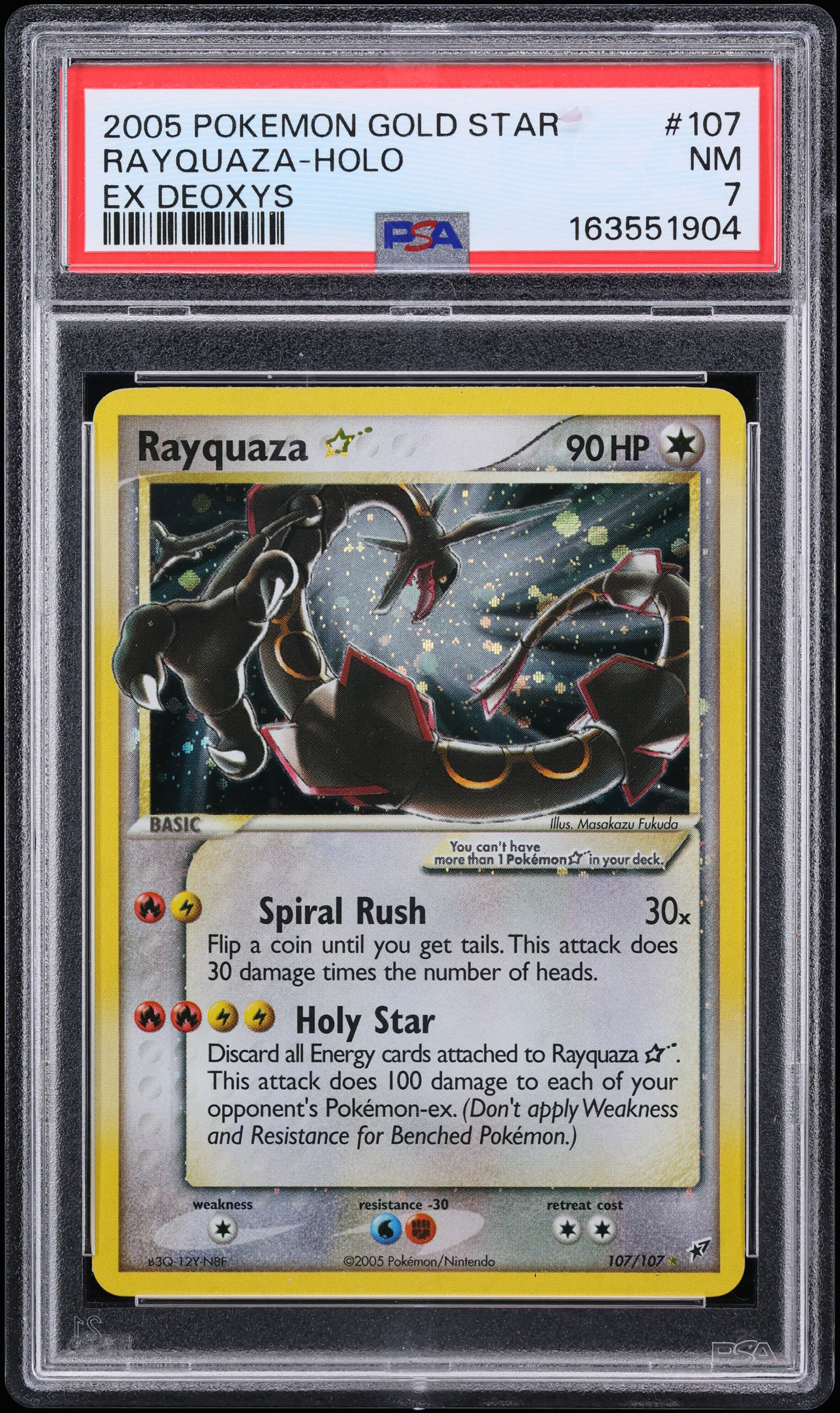 2005 Pokemon EX Deoxys Holo Rayquaza Gold Star #107 PSA 7 NRMT