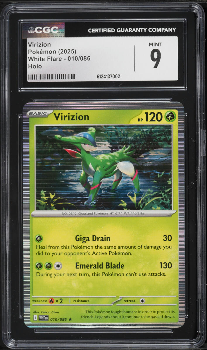 2025 Pokemon Scarlet & Violet White Flare Holo Virizion #010 CGC 9 MINT