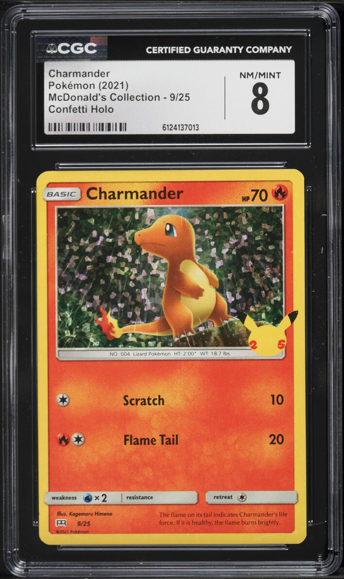 2021 Pokemon Sword & Shield McDonald's Holo Charmander #9 CGC 8 NM-MT