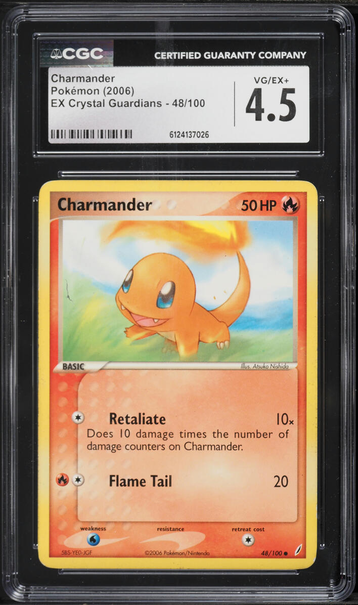 2006 Pokemon EX Crystal Guardians Charmander #48 CGC 4.5 VGEX+