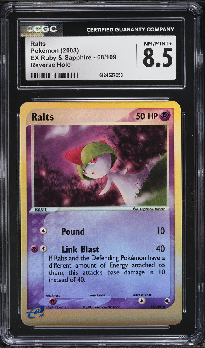 2003 Pokemon EX Ruby & Sapphire Reverse Holo Ralts #68 CGC 8.5 NM-MT+