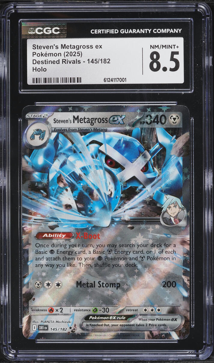 2025 Pokemon Scarlet & Violet Destined Rivals Holo Steven's Metagross ex #145 CGC 8.5 NM-MT+
