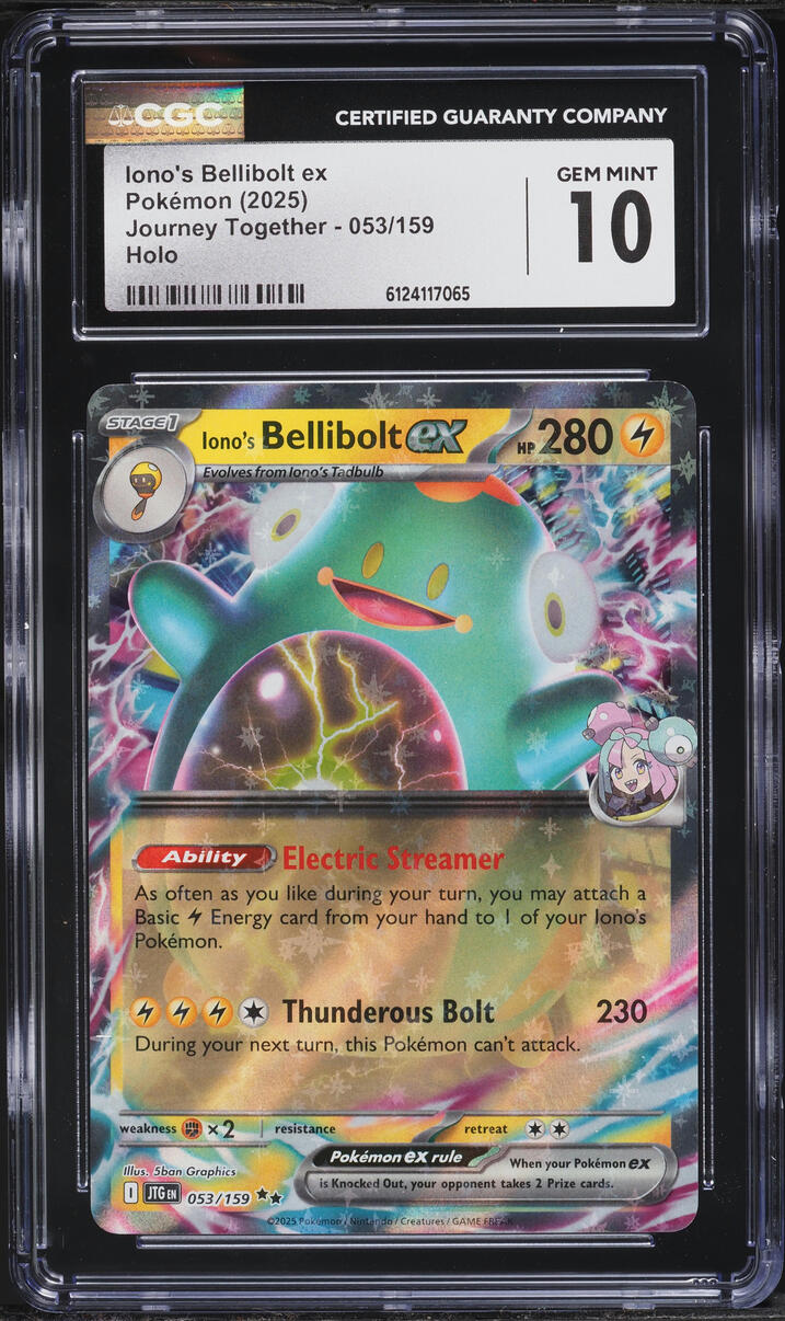 2025 Pokemon Scarlet & Violet Journey Together Holo Iono's Bellibolt EX #53 CGC 10 GEM MINT