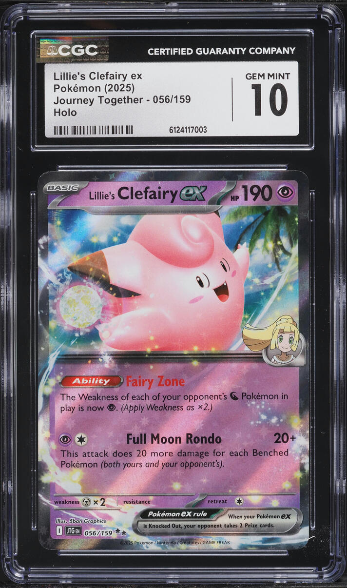 2025 Pokemon Scarlet & Violet Journey Together Holo Lillie's Clefairy EX#56 CGC 10 GEM MINT