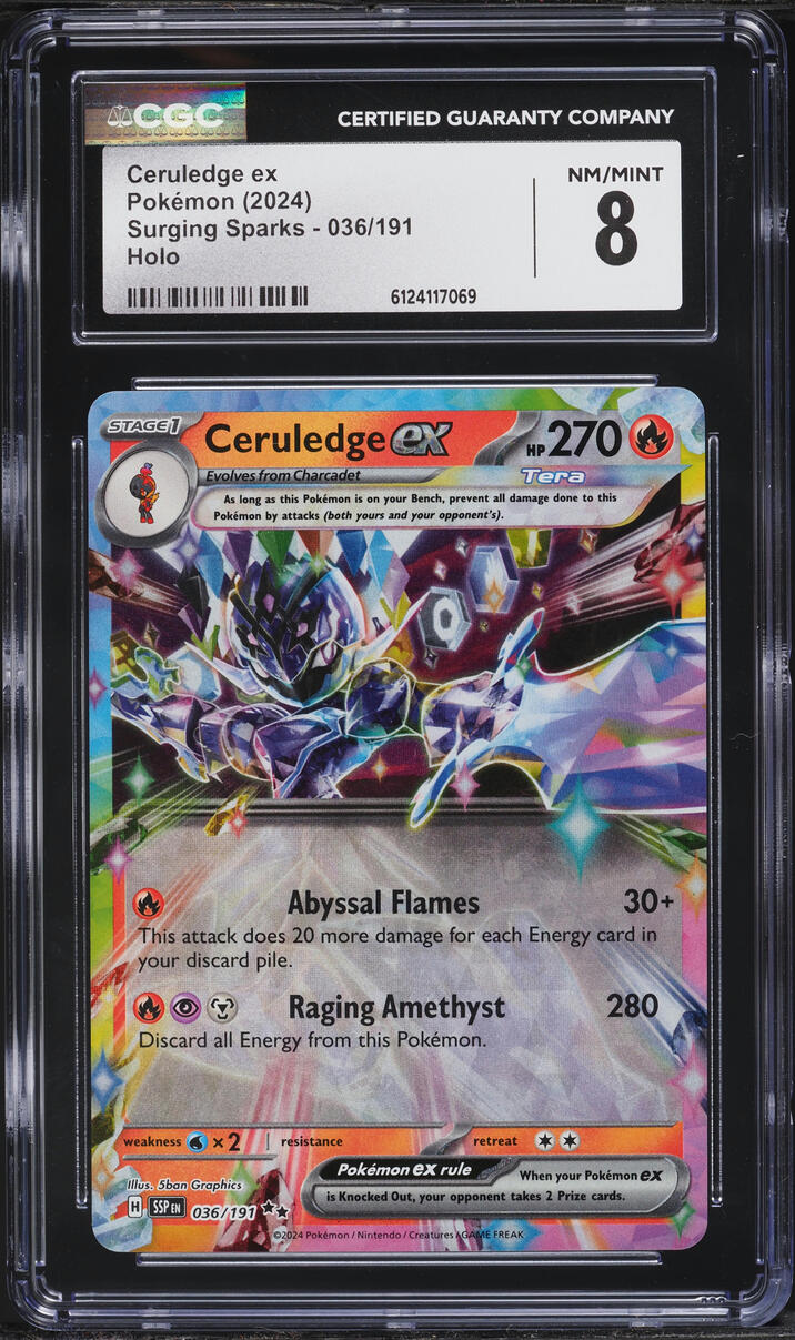 2024 Pokemon Scarlet & Violet Surging Sparks Holo Ceruledge Ex #36 CGC 8 NM-MT