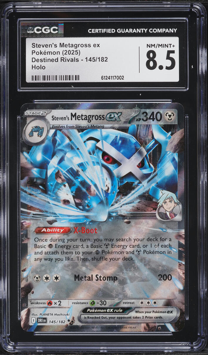 2025 Pokemon Scarlet & Violet Destined Rivals Holo Steven's Metagross ex #145 CGC 8.5 NM-MT+