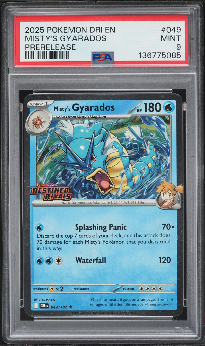 2025 Pokemon Scarlet & Violet Destined Rivals Prerelease Misty's Gyarados #49 PSA 9 MINT