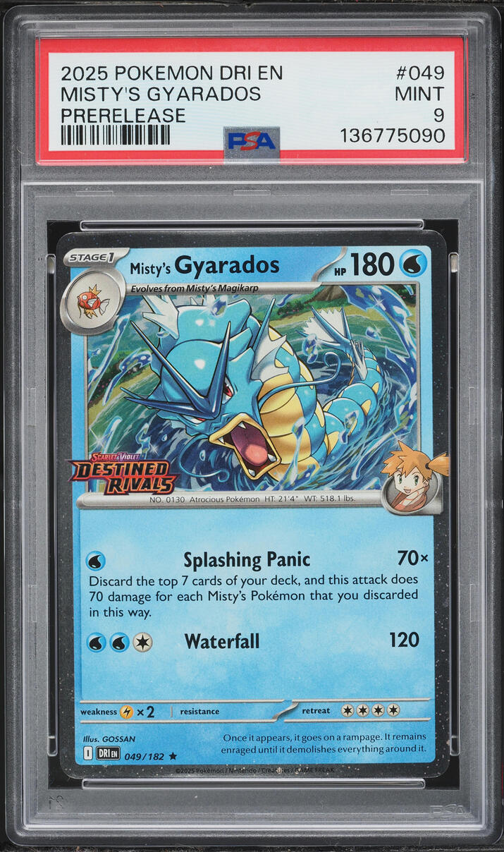 2025 Pokemon Scarlet & Violet Destined Rivals Prerelease Misty's Gyarados #49 PSA 9 MINT