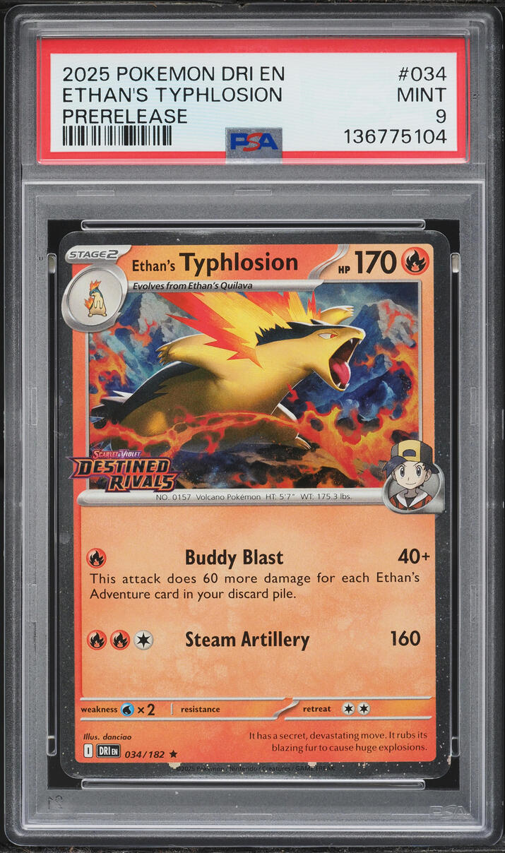 2025 Pokemon Scarlet & Violet Destined Rivals Prerelease Ethan's Typhlosion #34 PSA 9 MINT