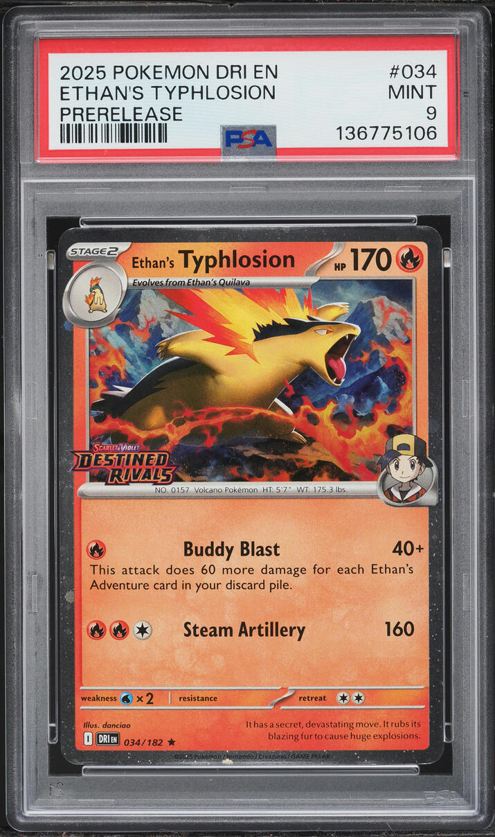 2025 Pokemon Scarlet & Violet Destined Rivals Prerelease Ethan's Typhlosion #34 PSA 9 MINT