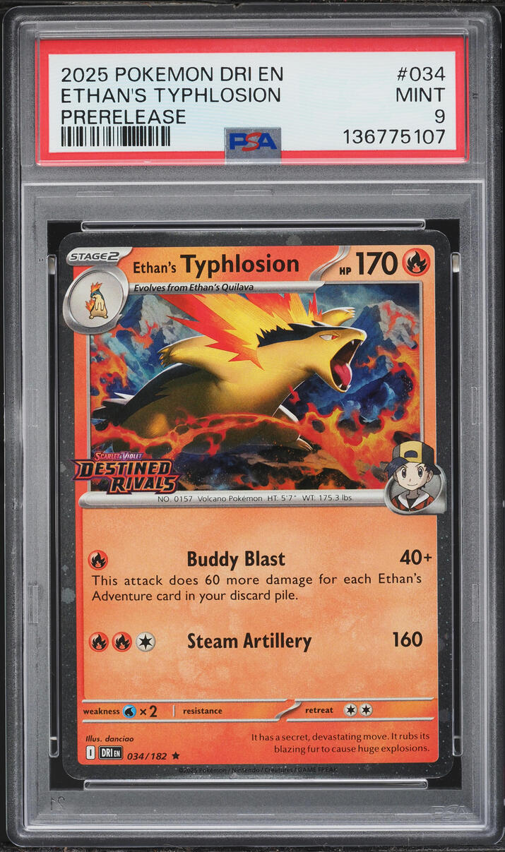 2025 Pokemon Scarlet & Violet Destined Rivals Prerelease Ethan's Typhlosion #34 PSA 9 MINT