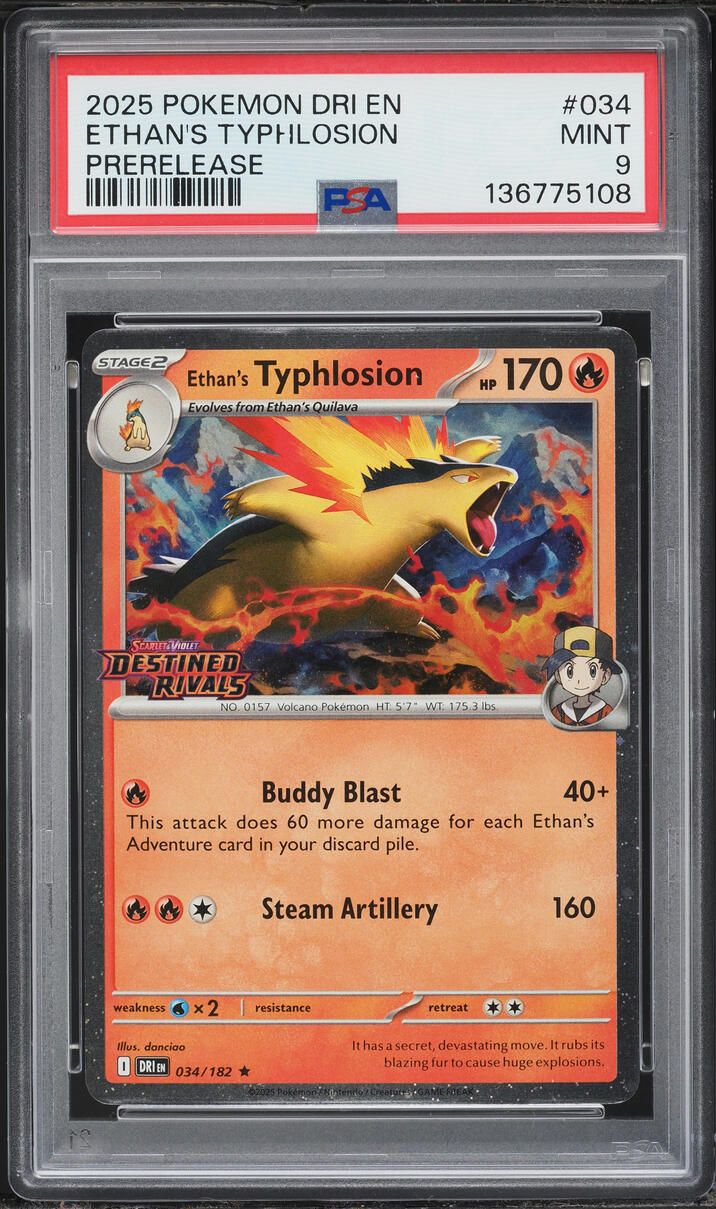 2025 Pokemon Scarlet & Violet Destined Rivals Prerelease Ethan's Typhlosion #34 PSA 9 MINT