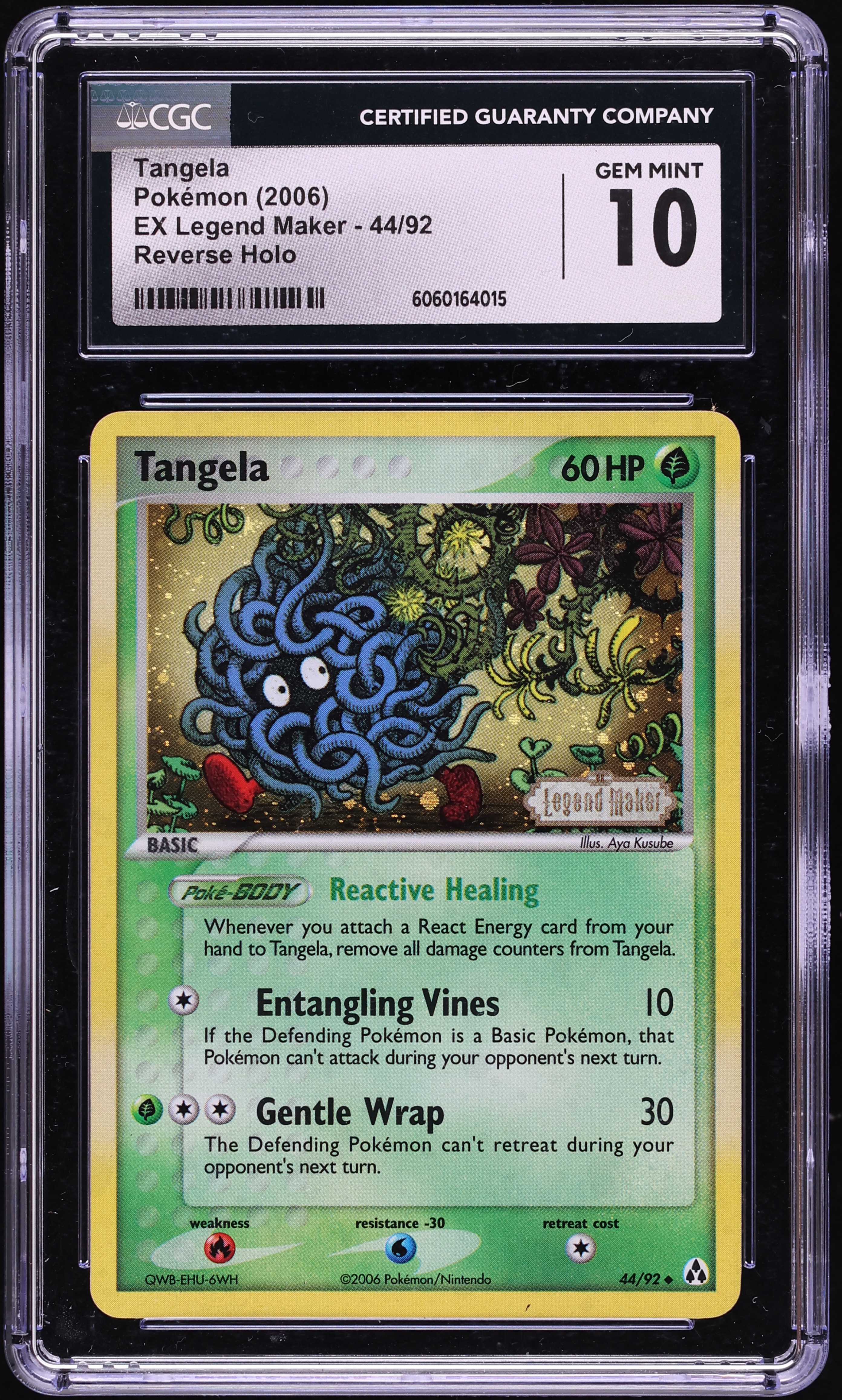 2006 Pokemon EX Legend Maker Reverse Holo Tangela #44 CGC 10 GEM MINT