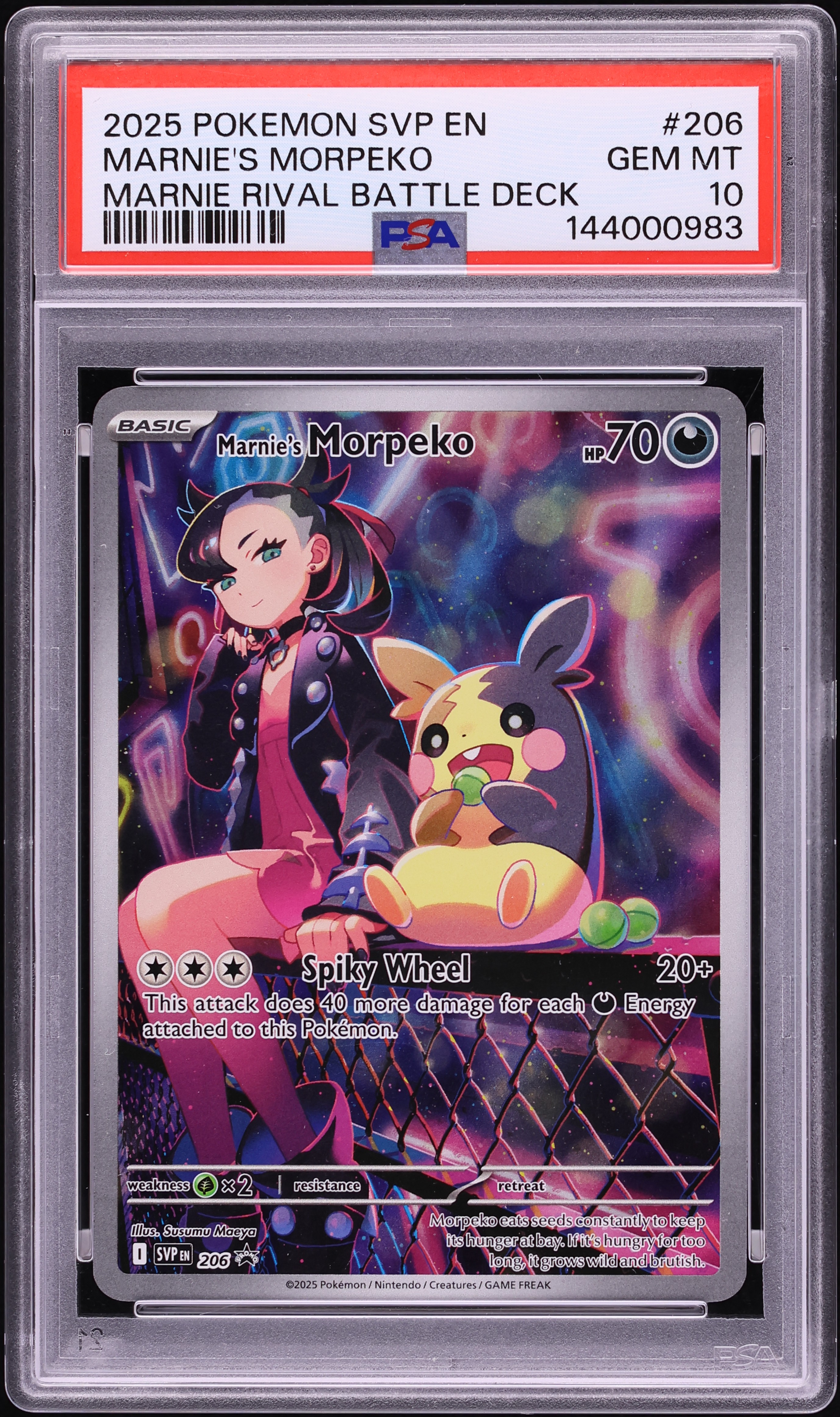 2025 Pokemon Scarlet & Violet Promo Rival Battle Deck Full Art Marnie's Morpeko #206 PSA 10 GEM