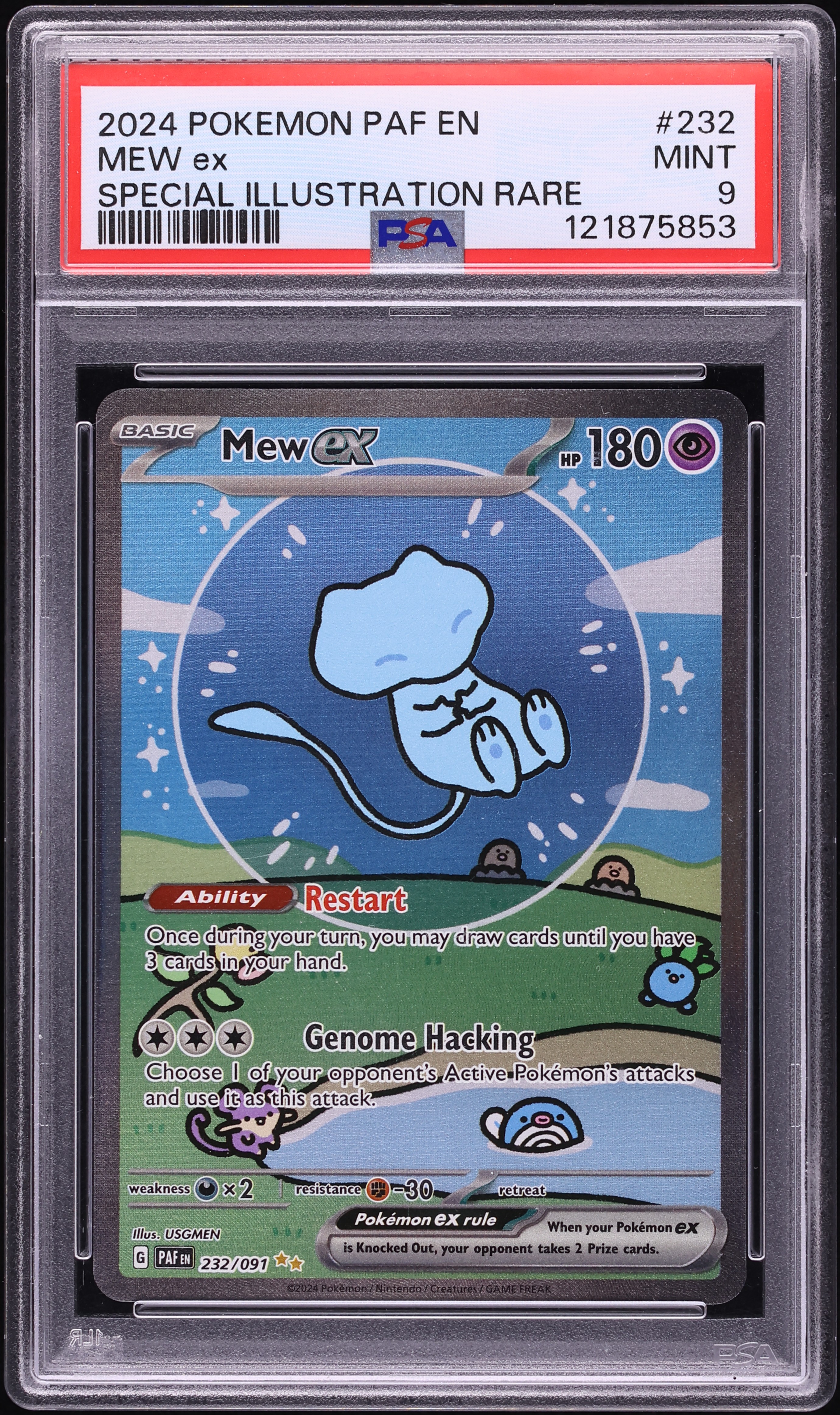 2024 Pokemon Scarlet & Violet Paldean Fates SIR Shiny Mew EX #232 PSA 9 MINT