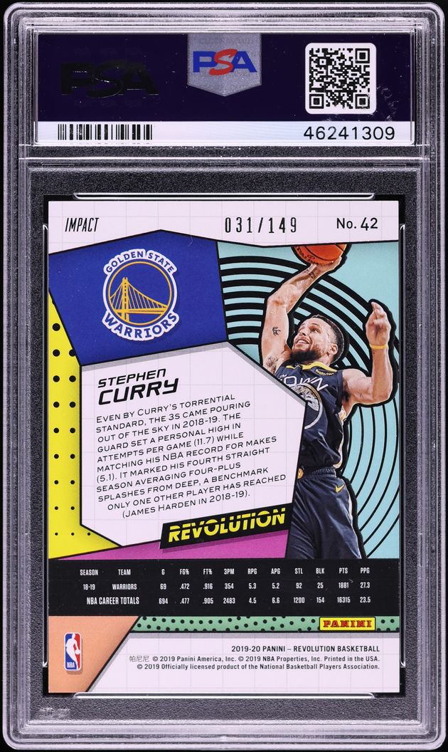 2019 Panini Revolution Impact Stephen Curry /149 #42 PSA 9 MINT