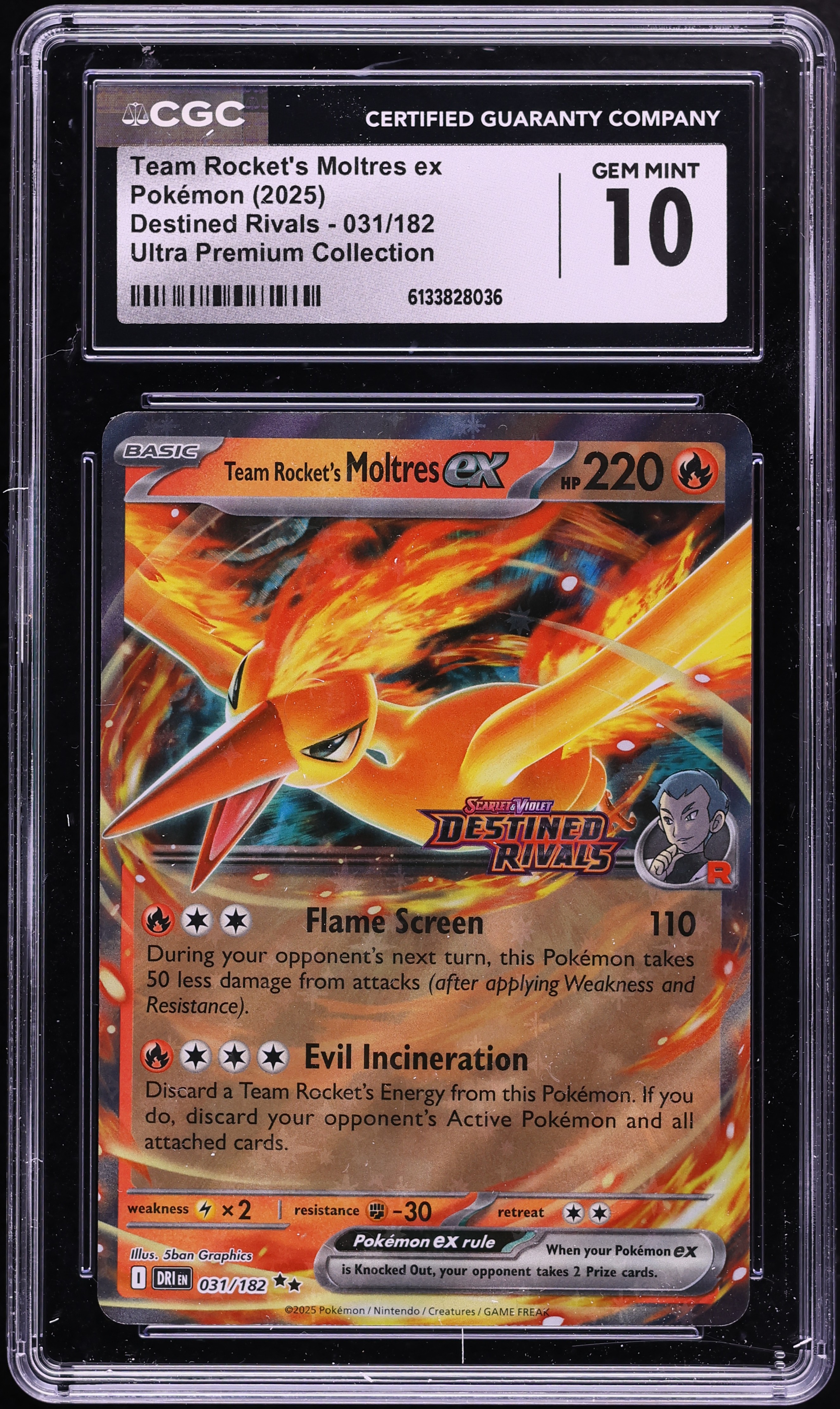 2025 Pokemon SV Destined Rivals Ultra Premium Team Rocket's Moltres Ex #31 CGC 10 GEM MINT