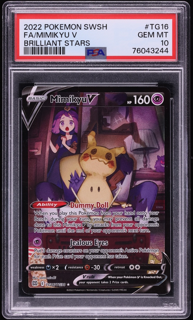 2022 Pokemon Sword & Shield Brilliant Stars Trainer Gallery CHR Mimikyu V #TG16 PSA 10 GEM MINT