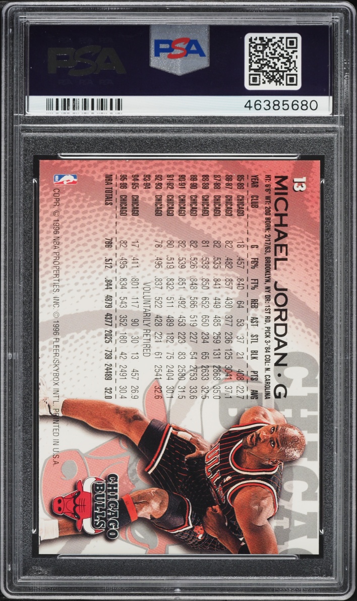 1996 Fleer Basketball Michael Jordan #13 PSA 10 GEM MINT