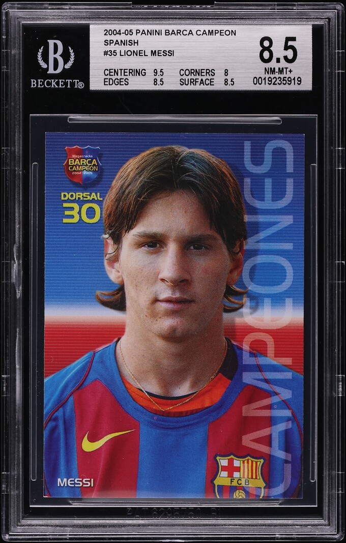 2004 Panini Sports Mega Cracks Barca Campeon Lionel Messi ROOKIE #35 BGS 8.5 NM-MT+