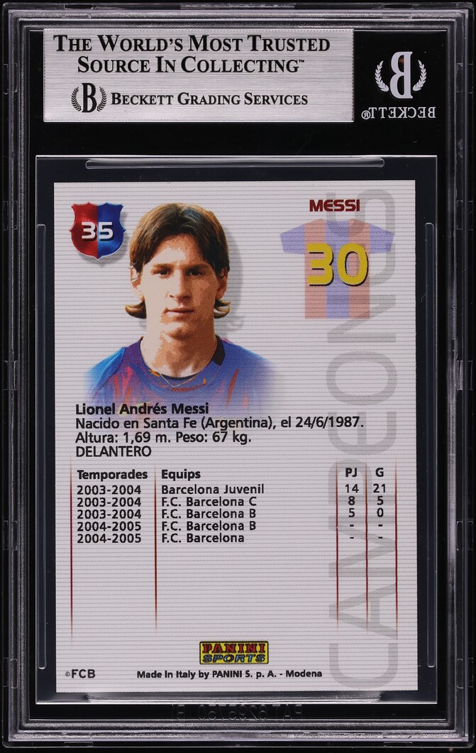 2004 Panini Sports Mega Cracks Barca Campeon Lionel Messi ROOKIE #35 BGS 8.5 NM-MT+