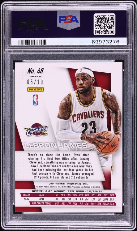 2014 Panini Prizm Gold LeBron James /10 #48 PSA 10 GEM MINT