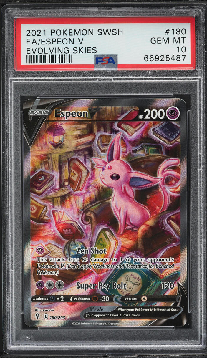 2021 Pokemon SWSH Evolving Skies Full Art Espeon V #180 PSA 10 GEM MINT