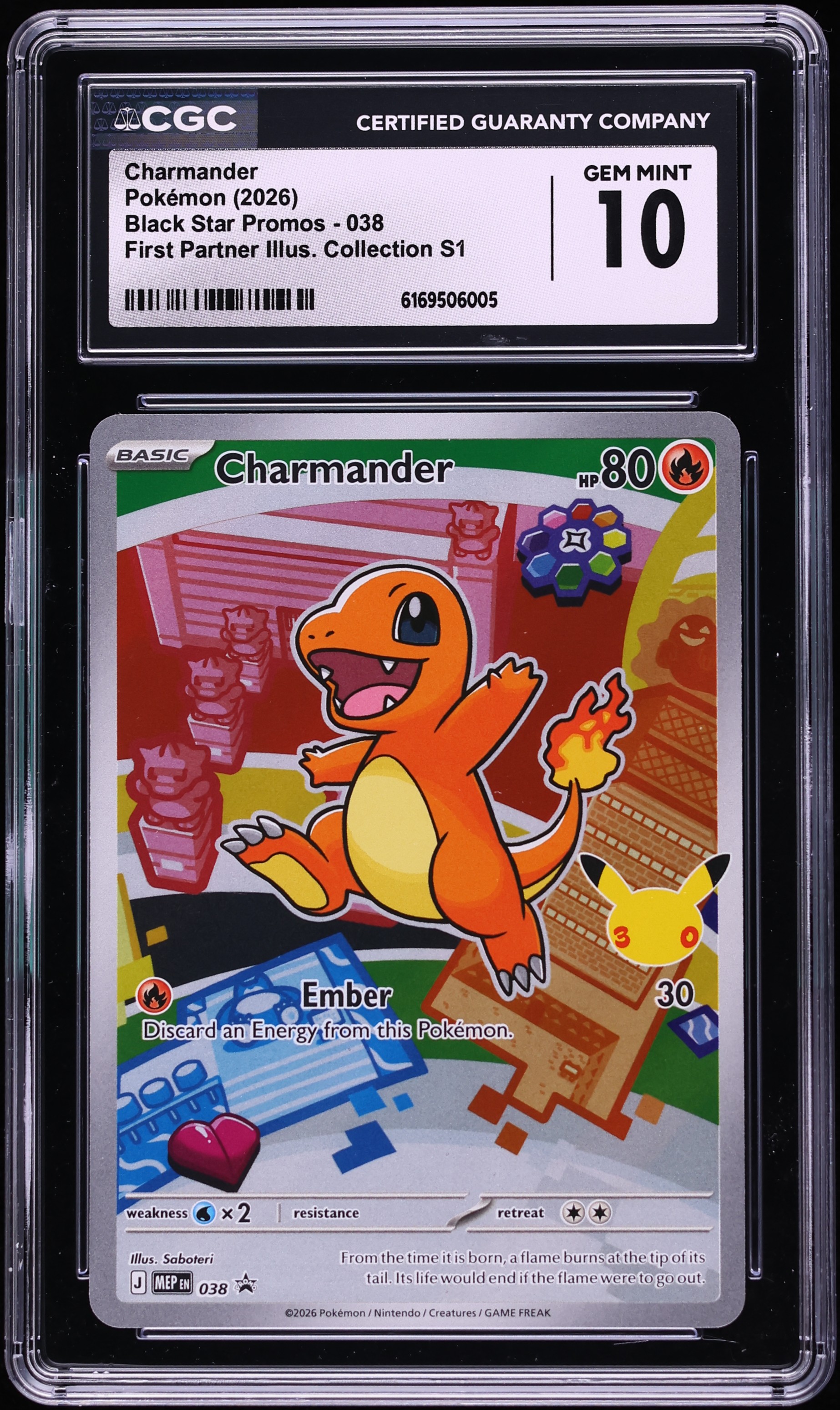 2026 Pokemon Mega Evolution Promo First Partner Illustration S1 Full Art Charmander #38 CGC 10