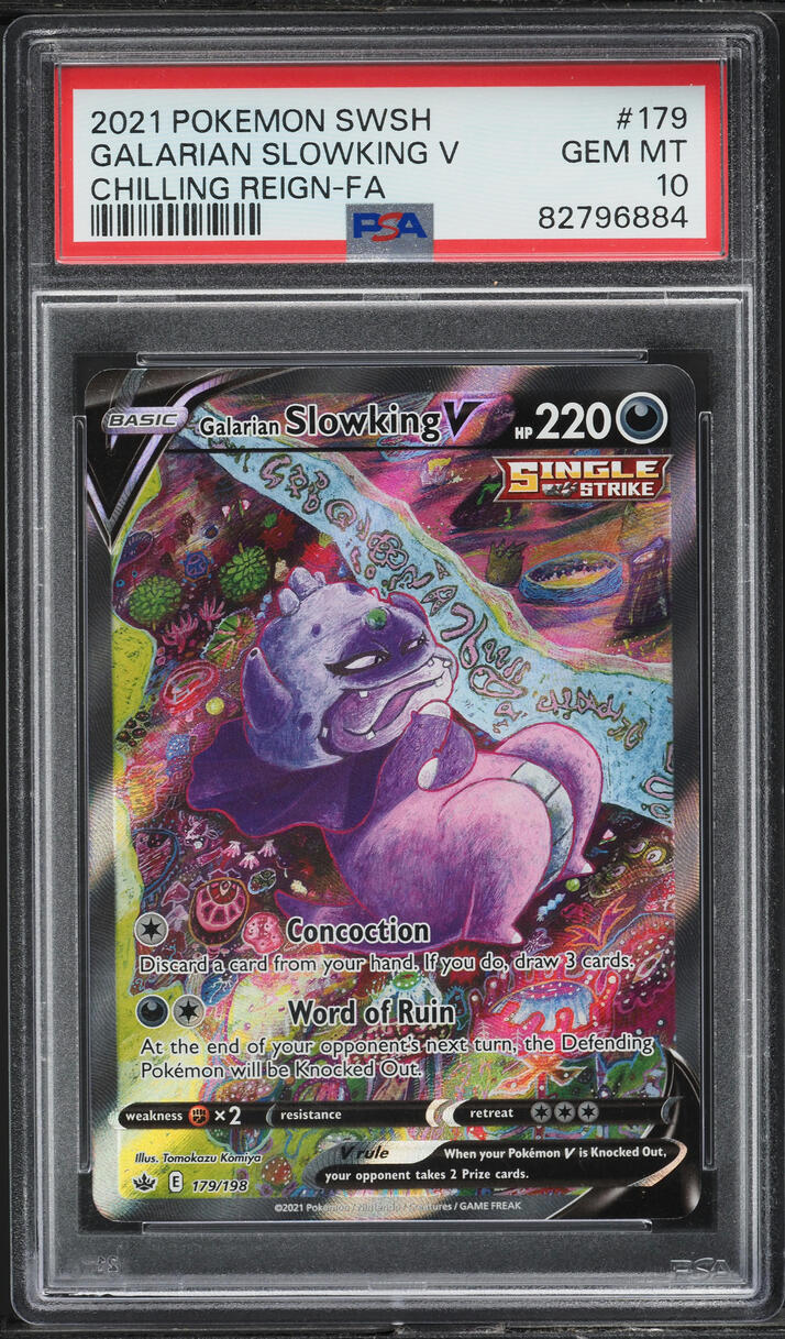 2021 Pokemon SWSH Chilling Reign Full Art Galarian Slowking V #179 PSA 10 GEM