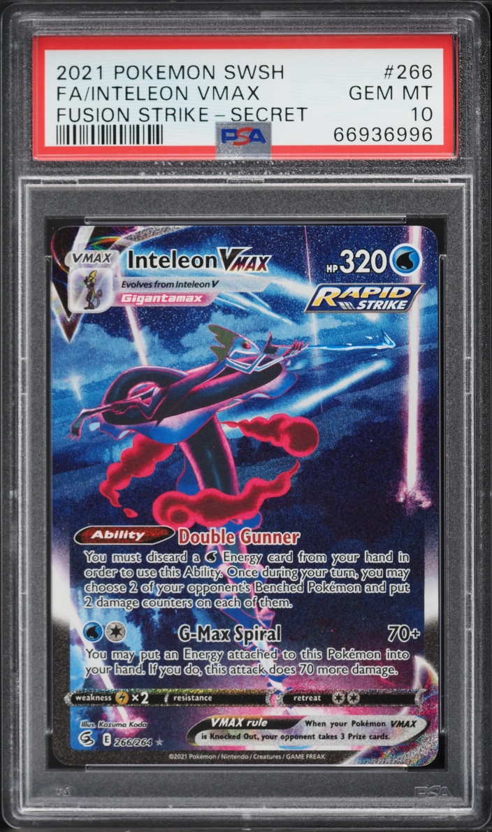 2021 Pokemon Sword & Shield Fusion Strike Alt Art Inteleon VMAX #266 PSA 10 GEM MINT