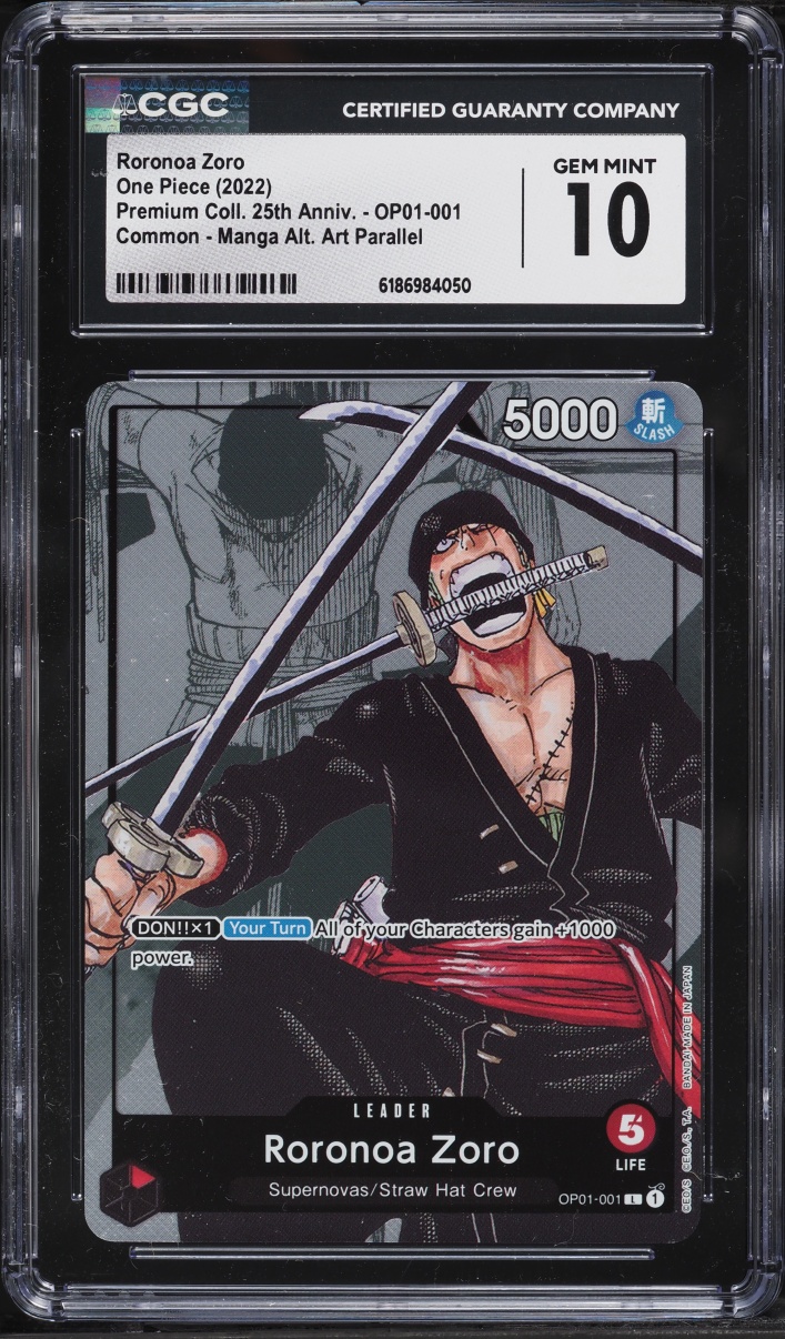 2022 One Piece Premium Collection 25th Manga Art Leader Roronoa Zoro #OP01-001 CGC 10 GEM MINT